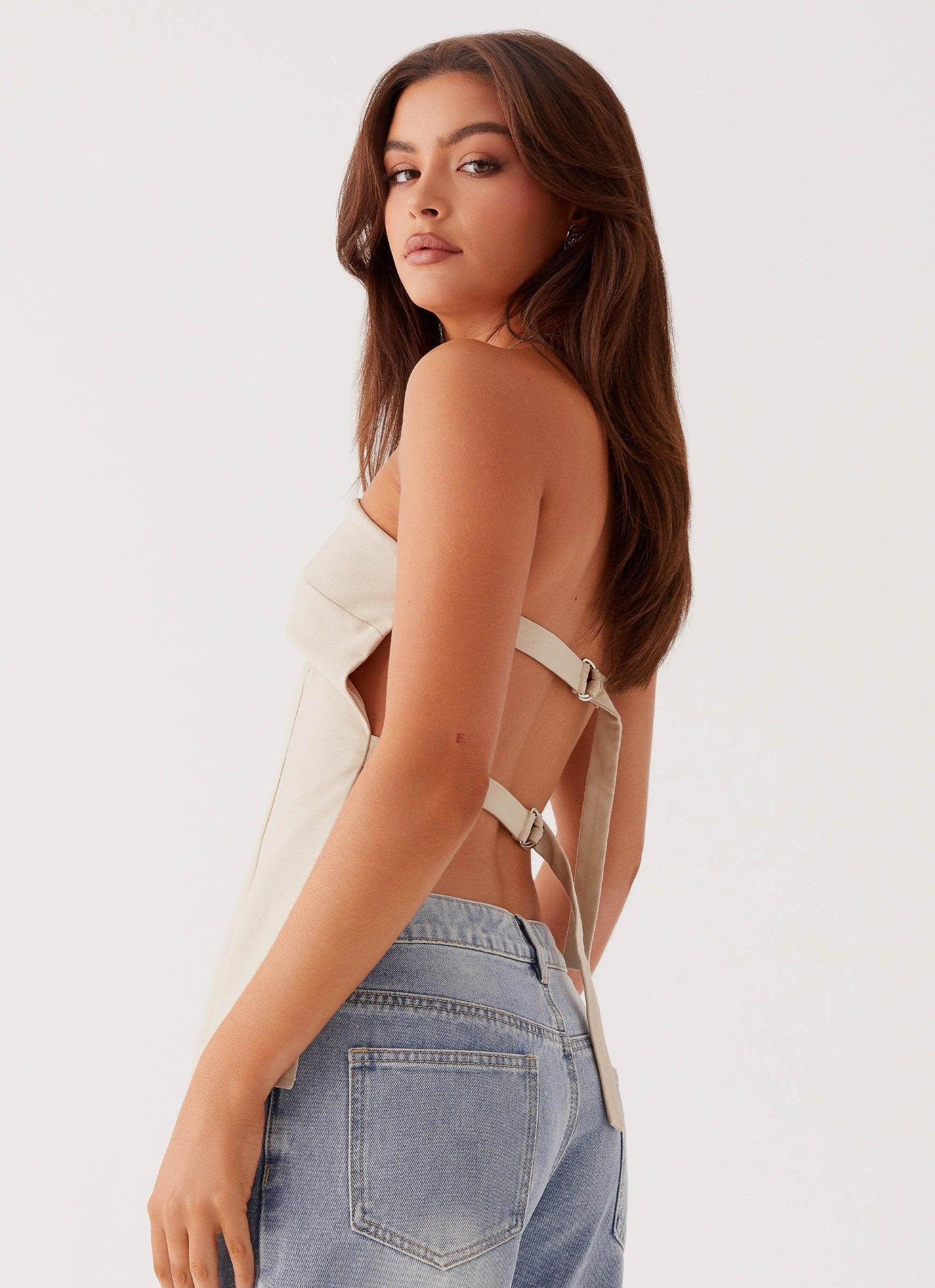 Willow Rivers Strapless Top - Beige Product Image