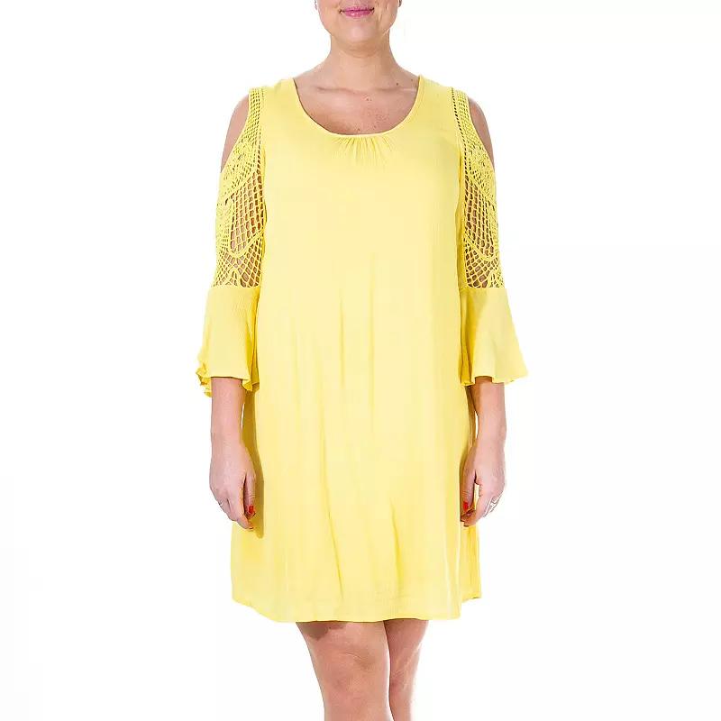 Women's Nina Leonard Crochet Cold-Shoulder Swing Dress,  Product Image