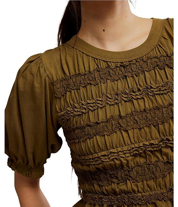 Free People Maxey Crew Neck Short Sleeve Smocked Top Product Image