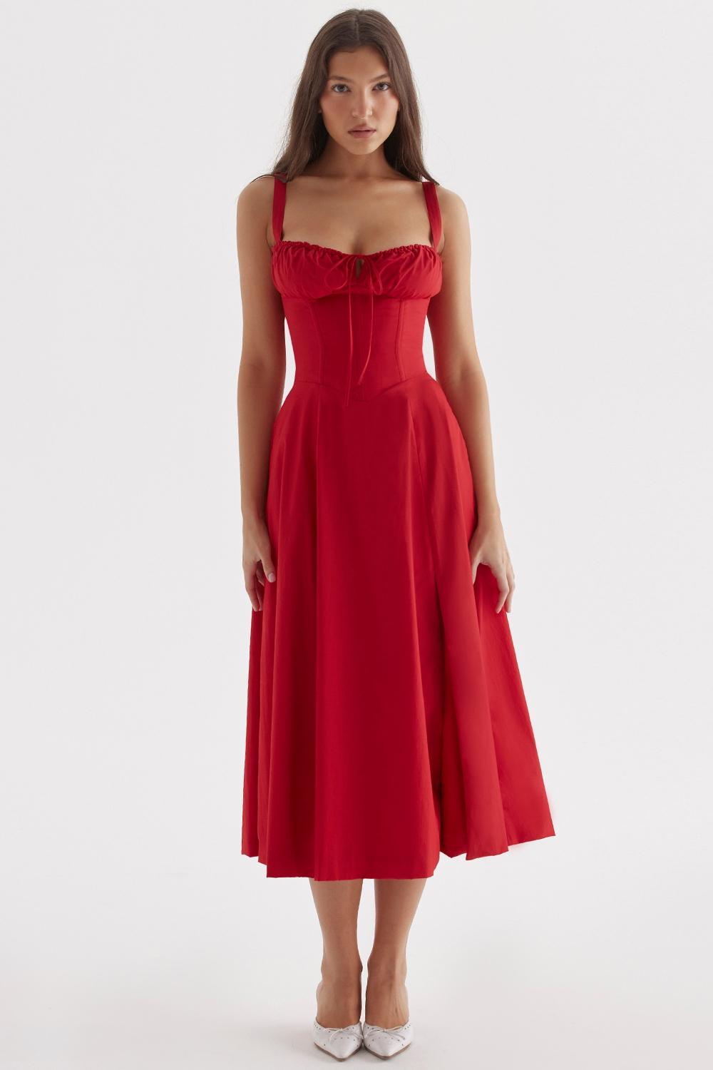 Carmen  red rose bustier sundress Product Image