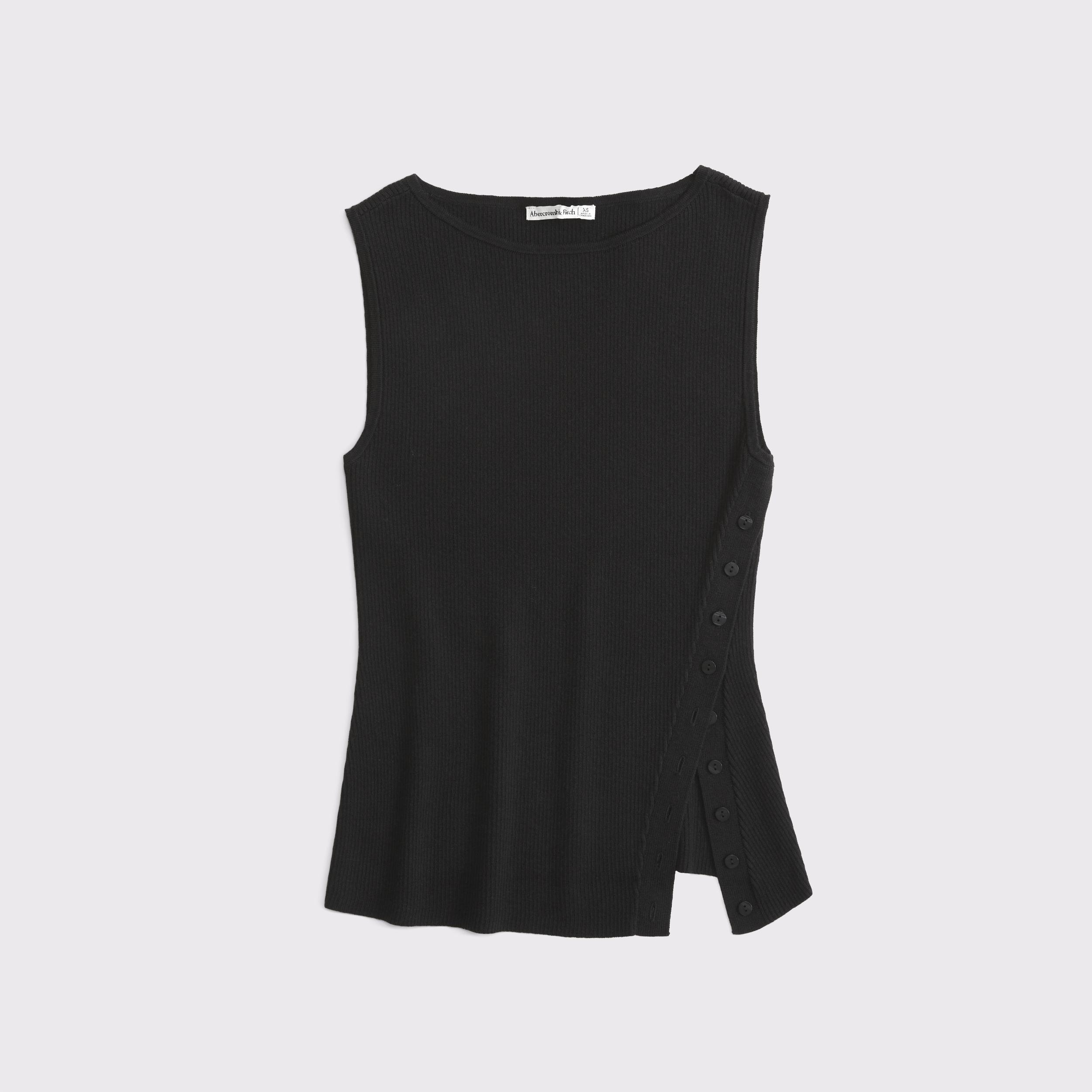 Asymmetrical Button Sweater Tank Product Image