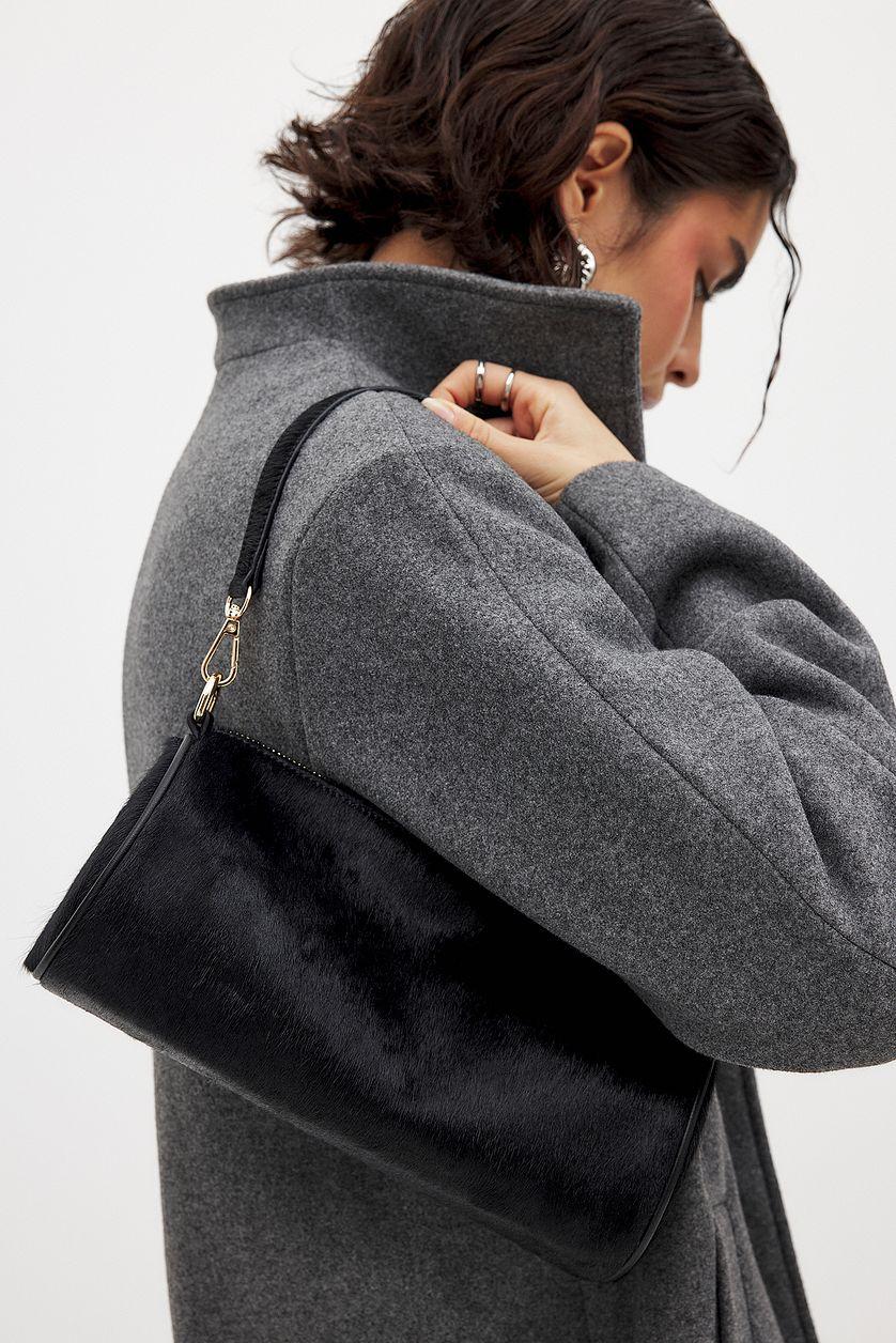 Leather Cylinder Shoulder Bag Black Product Image