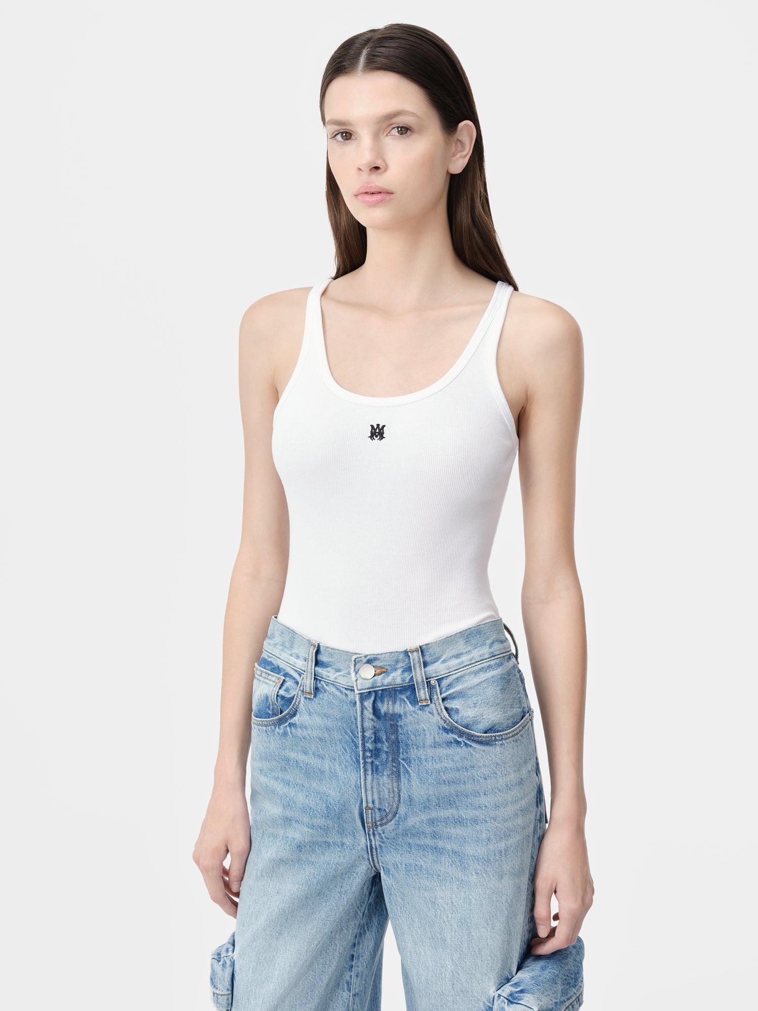 WOMEN - WOMEN'S MA EMBROIDERED RIBBED TANK - White Female Product Image