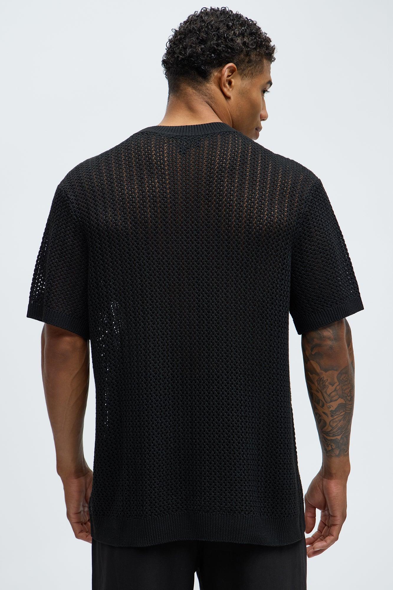 Jace Crochet Short Sleeve Tee - Black Product Image