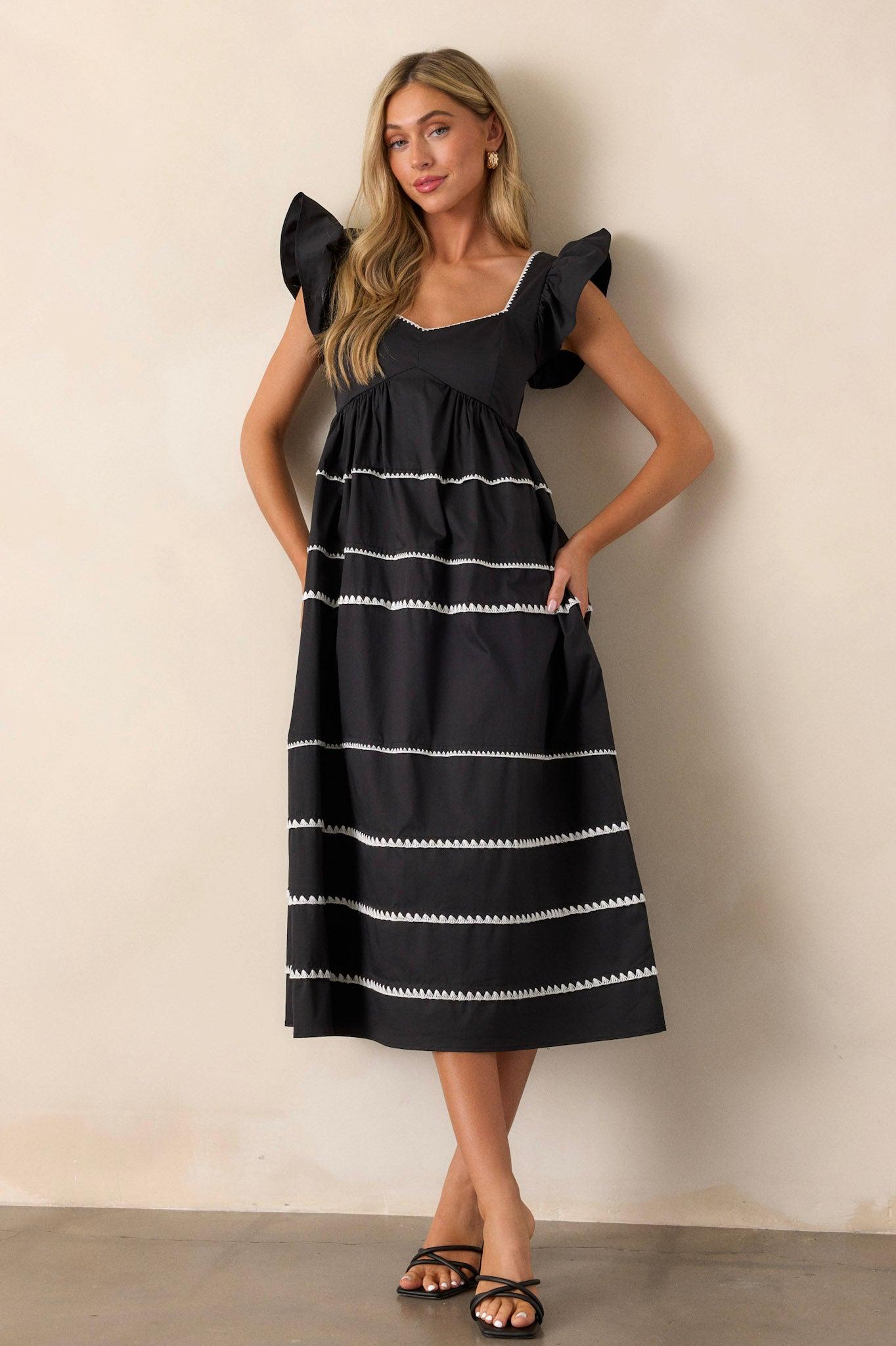 Can't Live Without Black Stripe Tiered Midi Dress Product Image