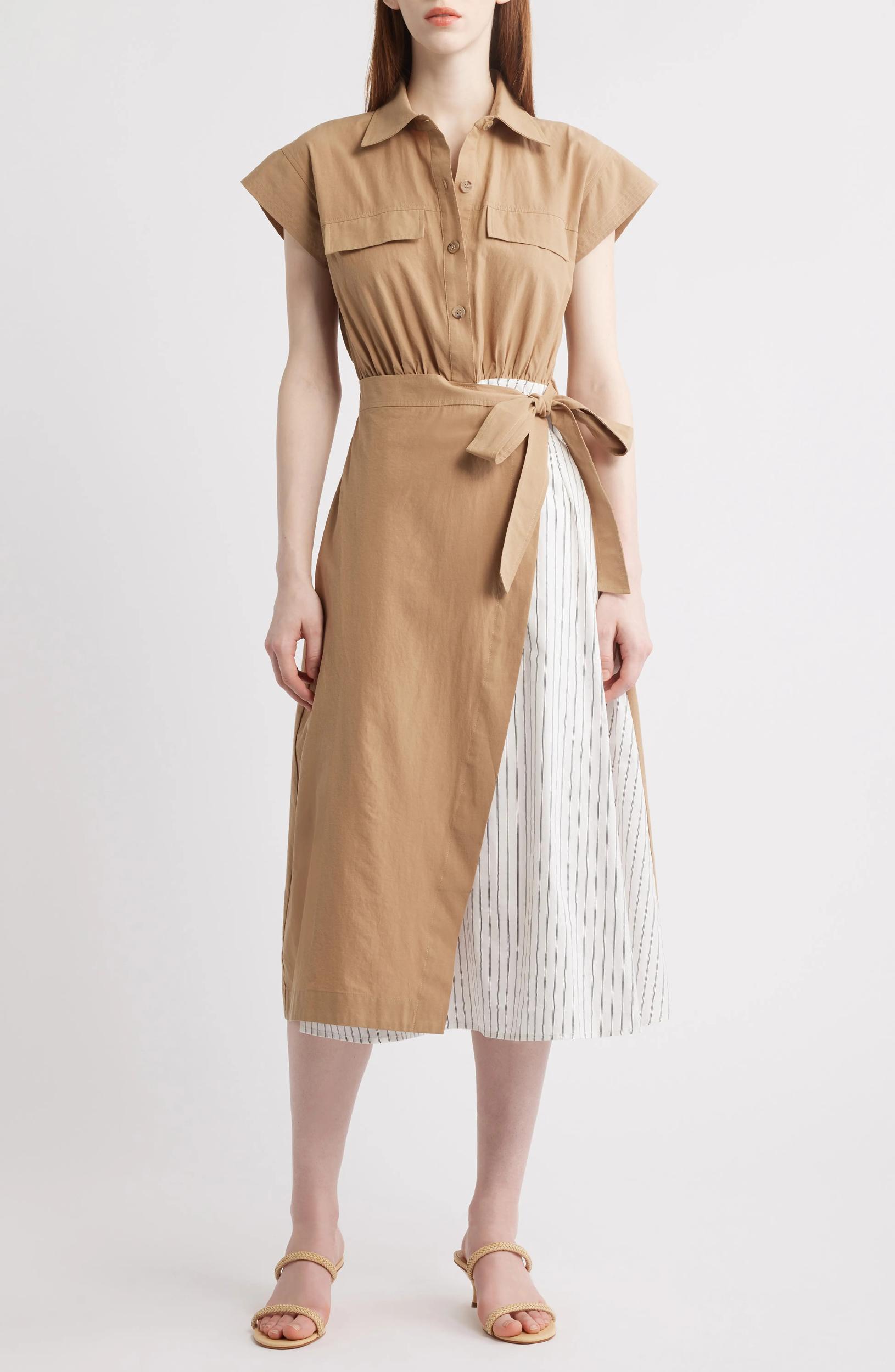 Tie Waist Midi Shirtdress Product Image