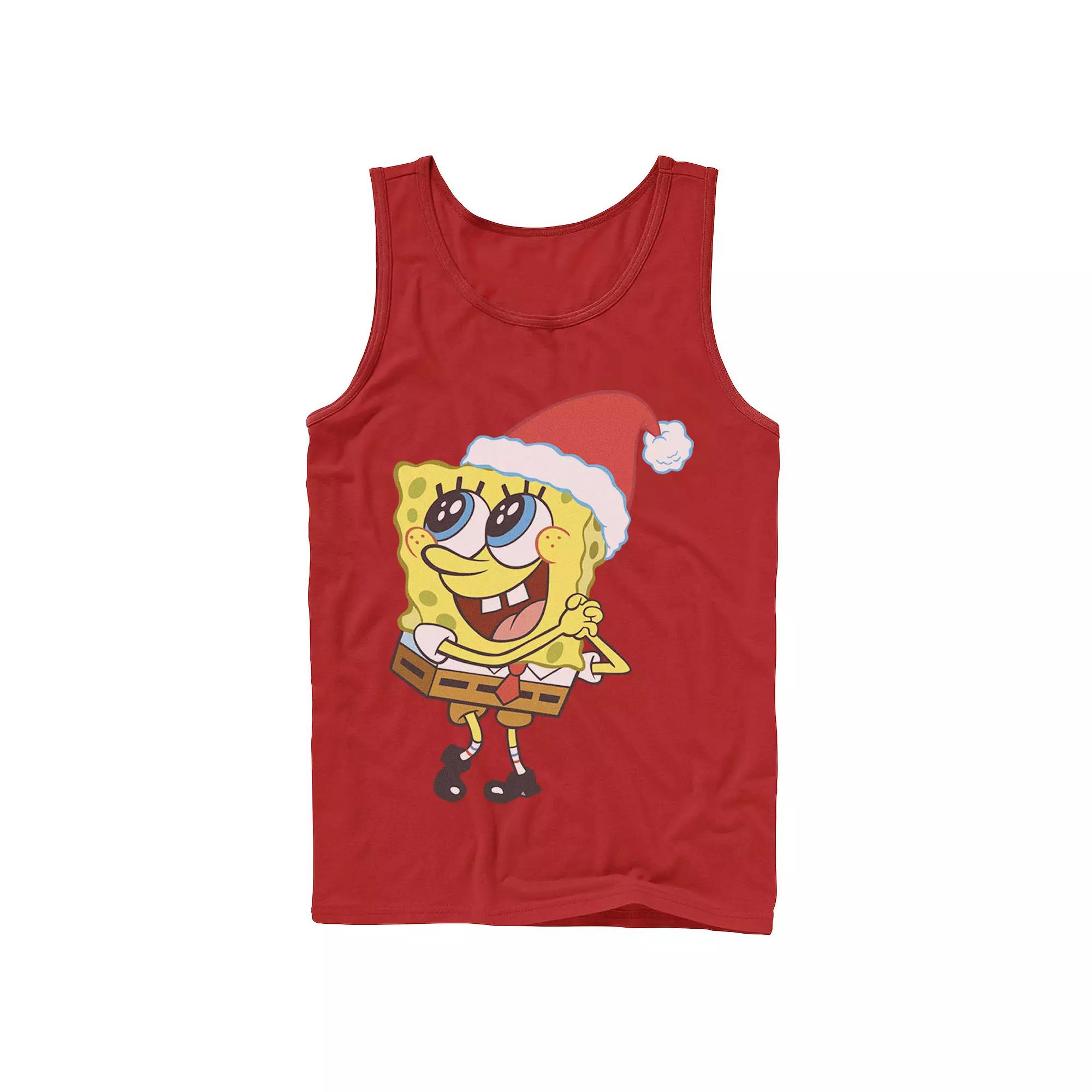 Men's Nickelodeon SpongeBob SquarePants Santa Hat Dreaming Of Christmas Tank Top,  Product Image