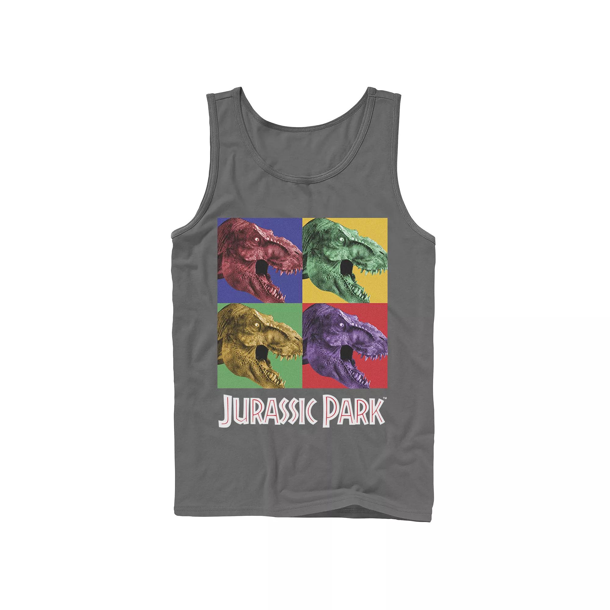 Men's Jurassic Park Four Square Dino Pop Art Style Tank Top,  Product Image