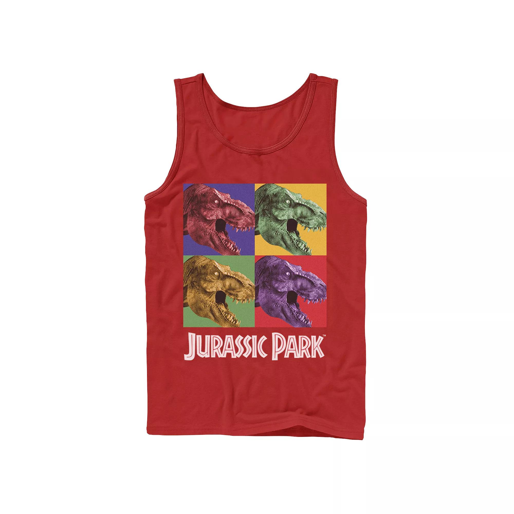 Men's Jurassic Park Four Square Dino Pop Art Style Tank Top,  Product Image