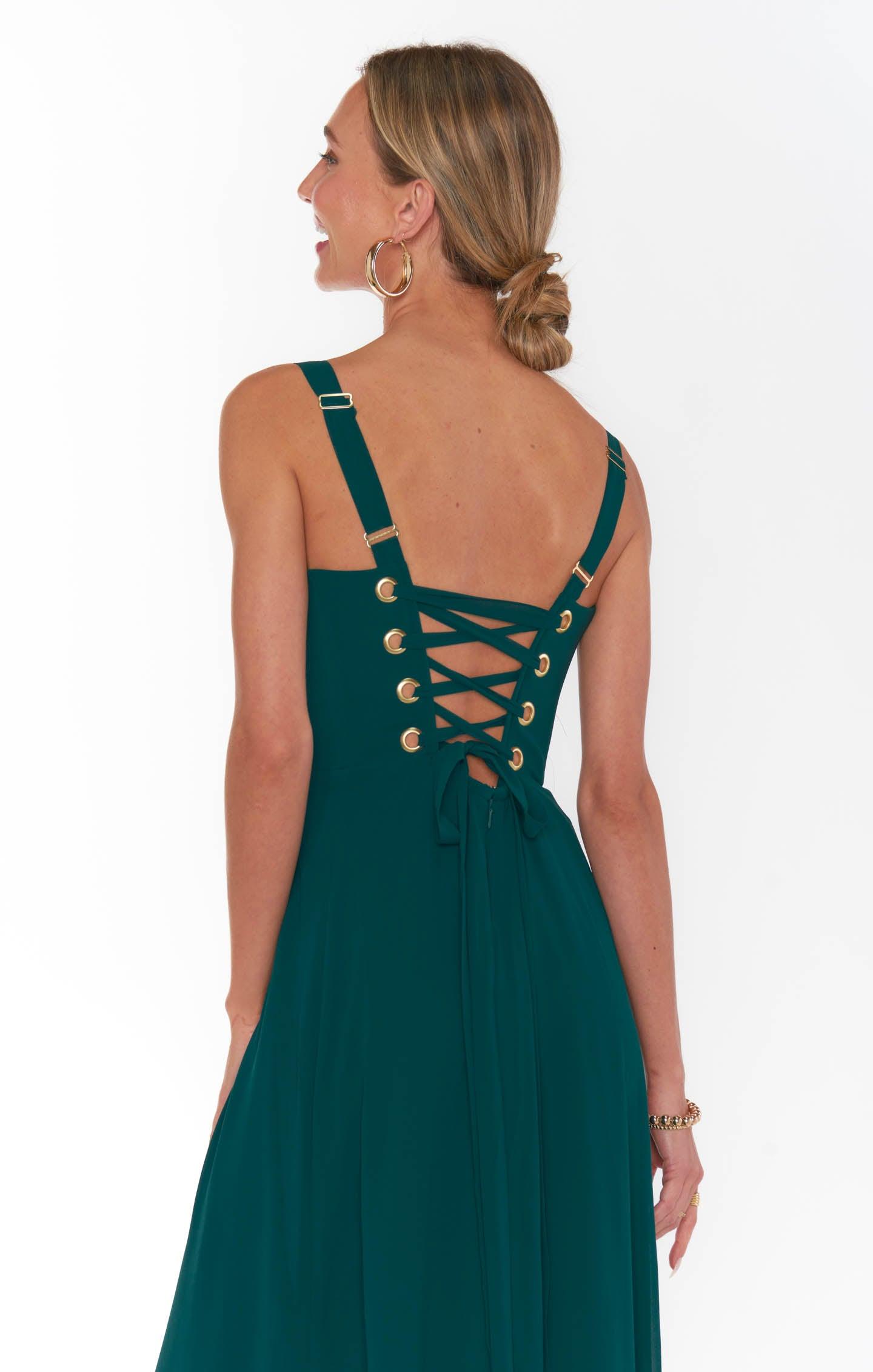 Clarissa Corset Dress ~ Emerald Chiffon Product Image