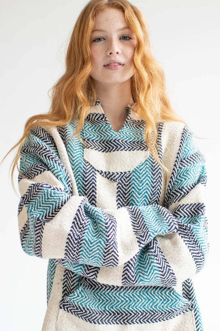 Dusty Blue Cotton Blend Baja Hoodie Product Image