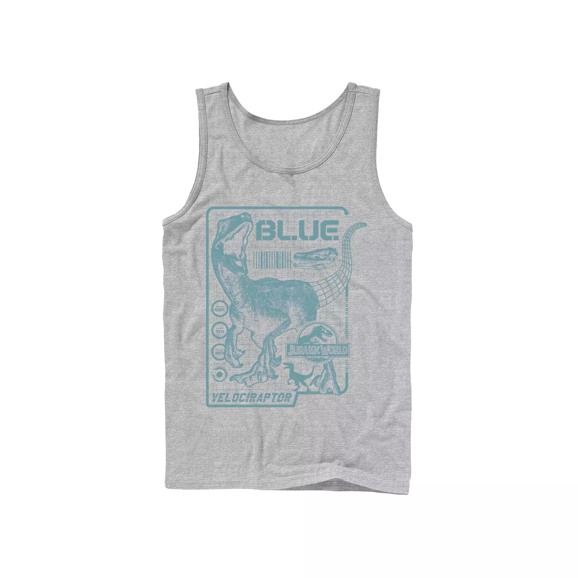 Men's Jurassic World Two Blue Raptor Schematic Tank Top,  Product Image