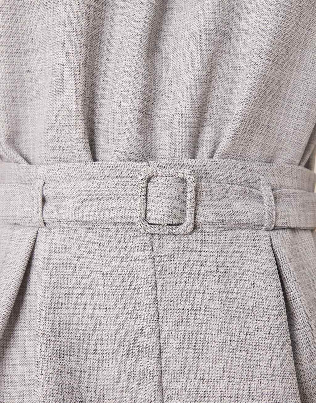 ASOS DESIGN tailored paper bag short romper with belt detail in gray Product Image