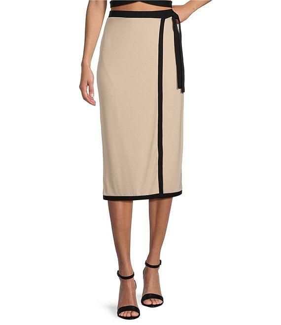 Gianni Bini Dena Ribbed Knit Coordinating Front Midi Wrap Skirt Product Image