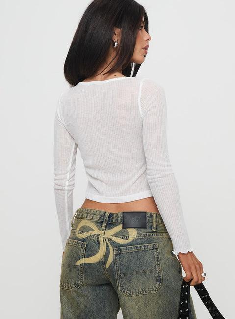 November Long Sleeve Top White Product Image