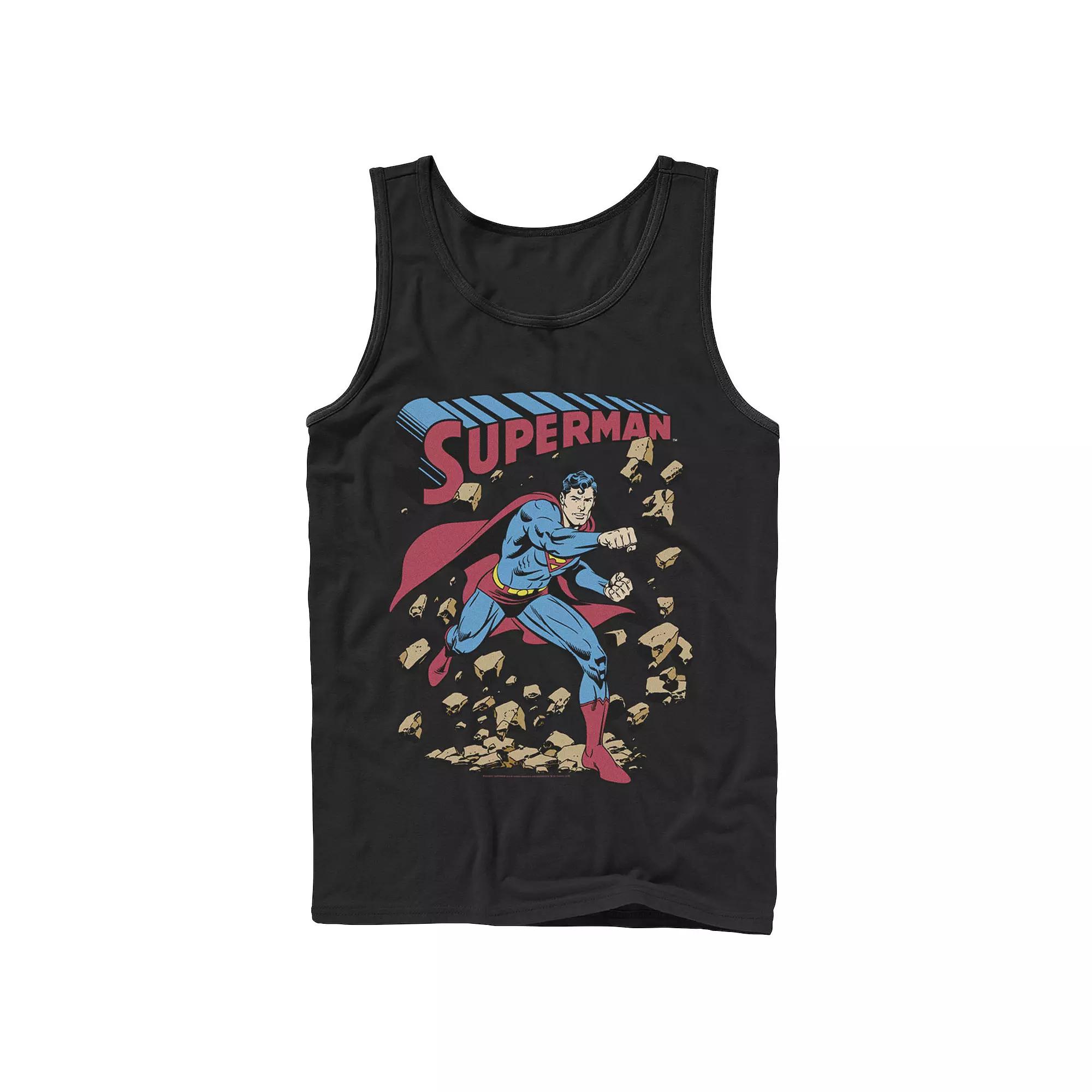 Men's DC Comics Superman Smash Rocks Vintage Poster Tank Top,  Product Image