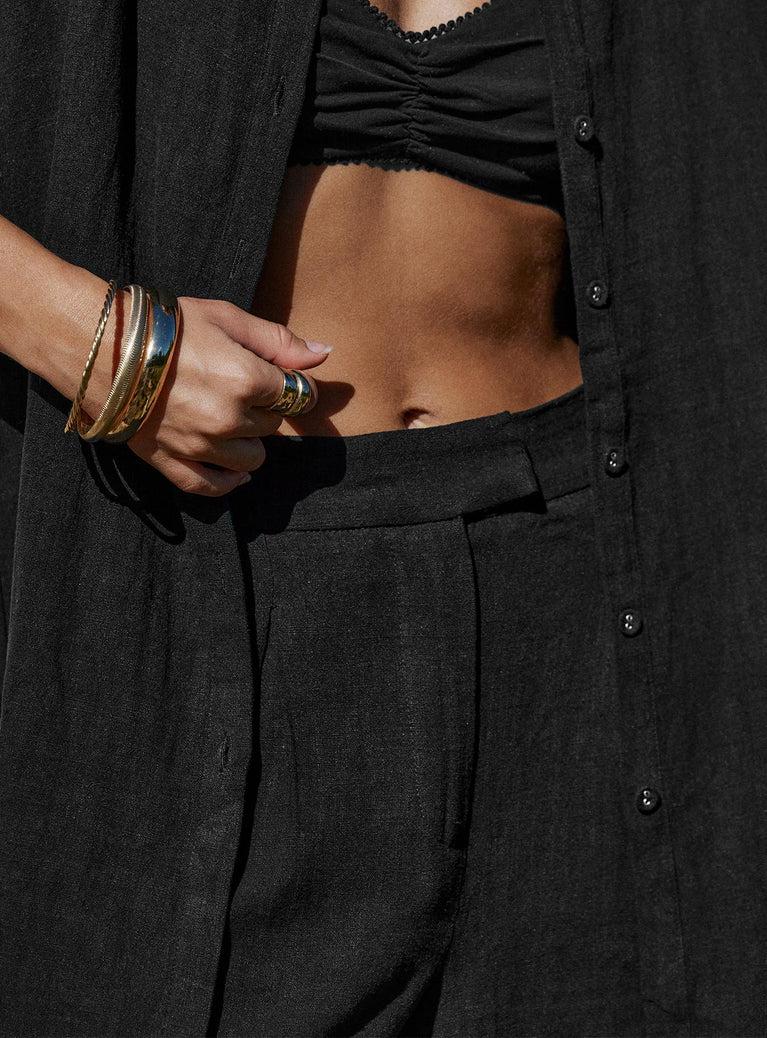 Zenia Linen Blend Pants Black Product Image