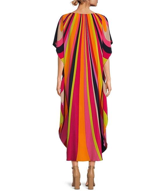 Trina Turk Jalani Boat Neck Stripe Print Maxi Caftan Dress Product Image