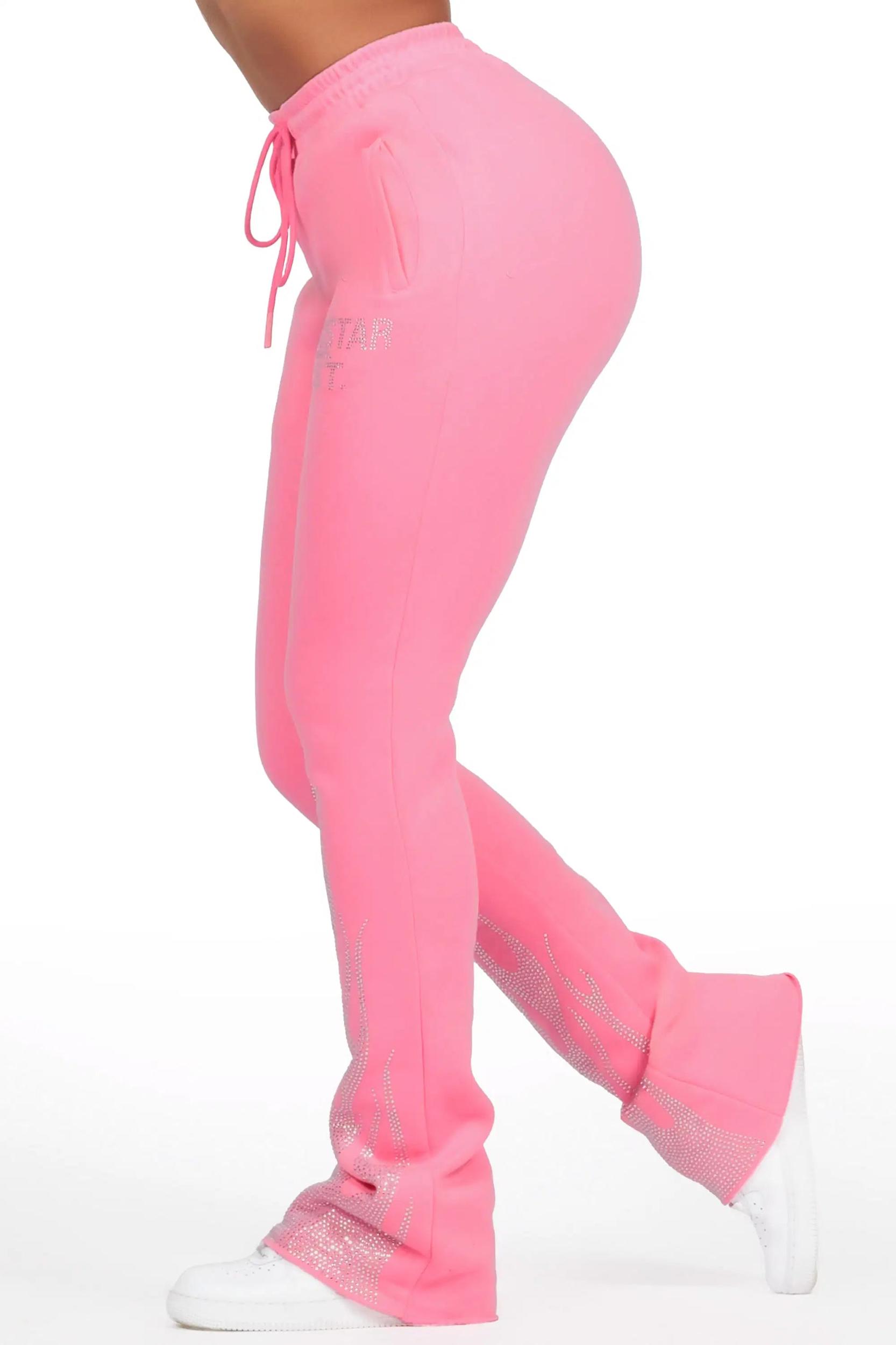 Anastesia Bubblegum Pink Stacked Track Pant Female Product Image