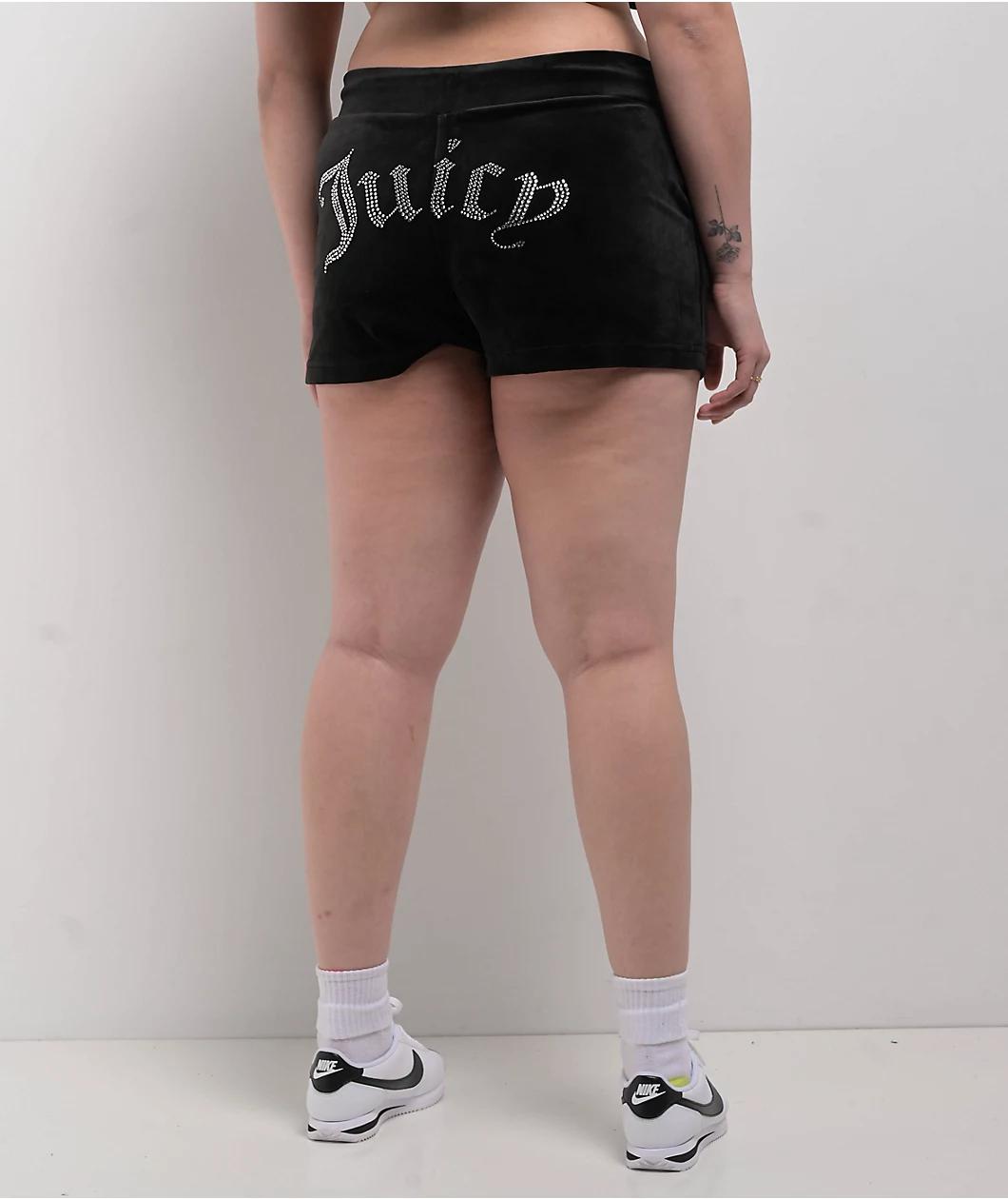 Juicy Couture OG Big Bling Licorice Velour Track Shorts Product Image