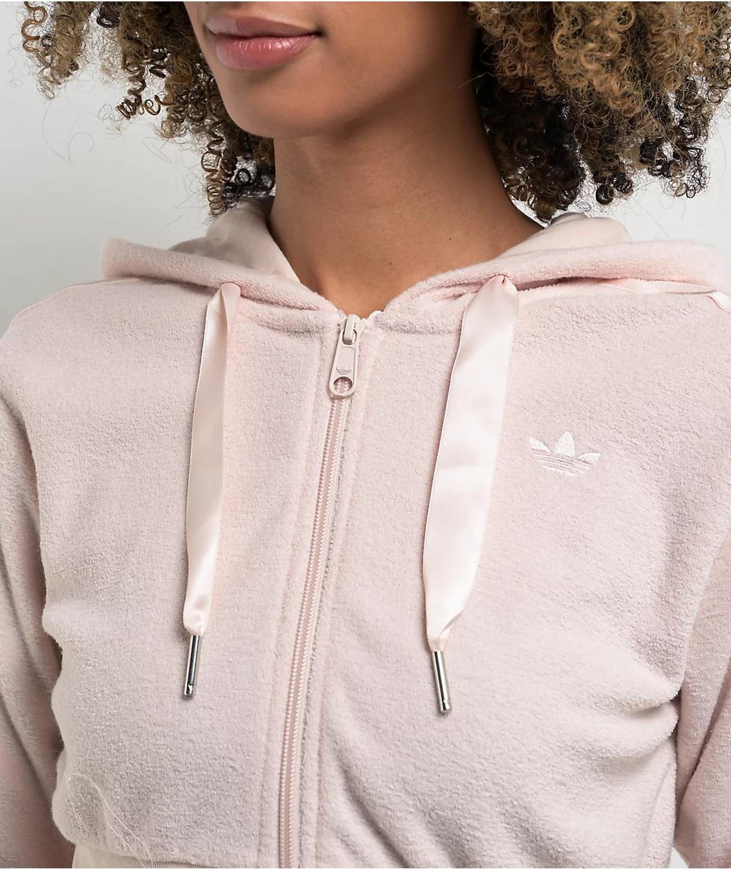 adidas Originals Plush Wonder Quartz Crop Zip Hoodie Product Image
