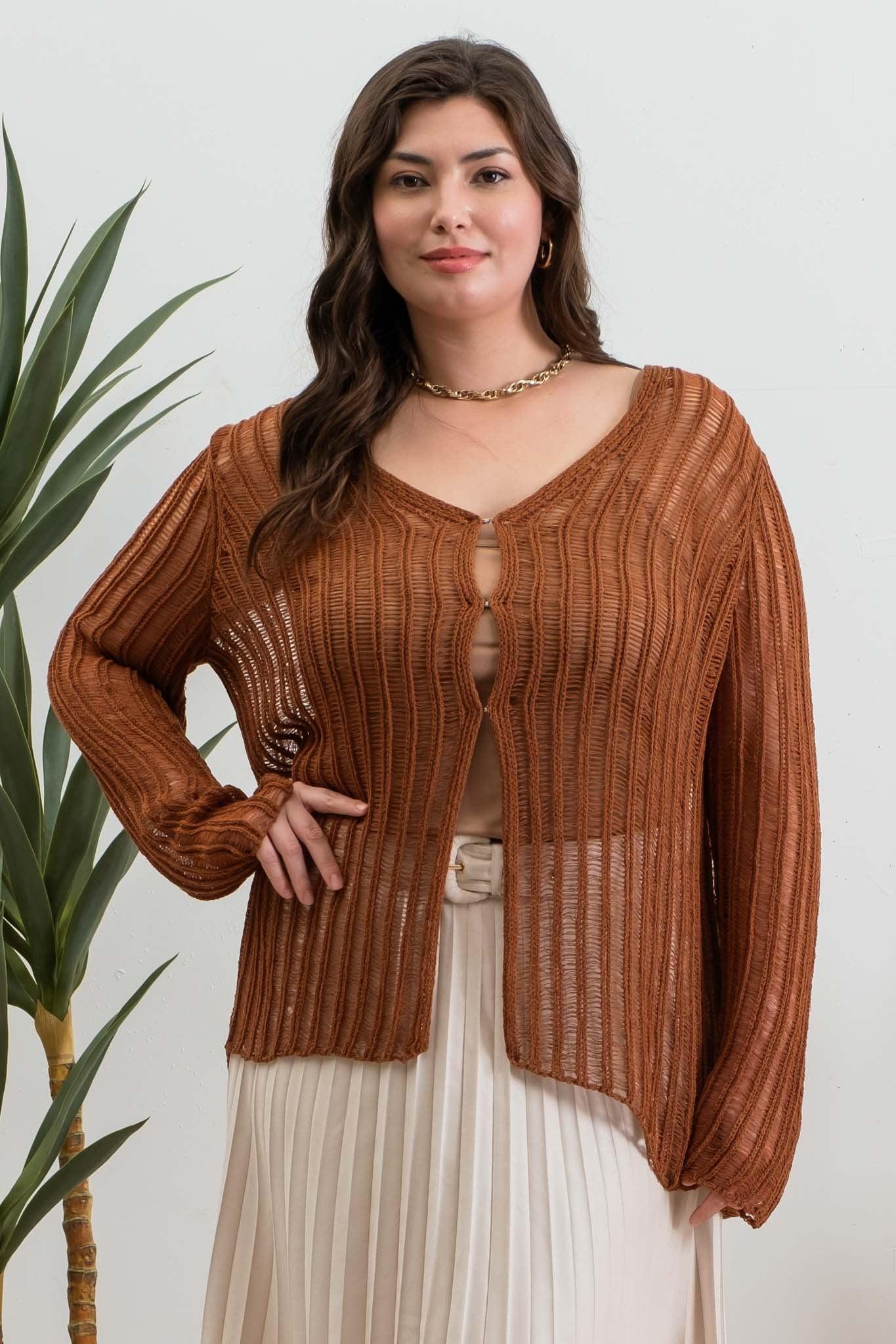 Plus Size Hook & Eye Cardigan Product Image