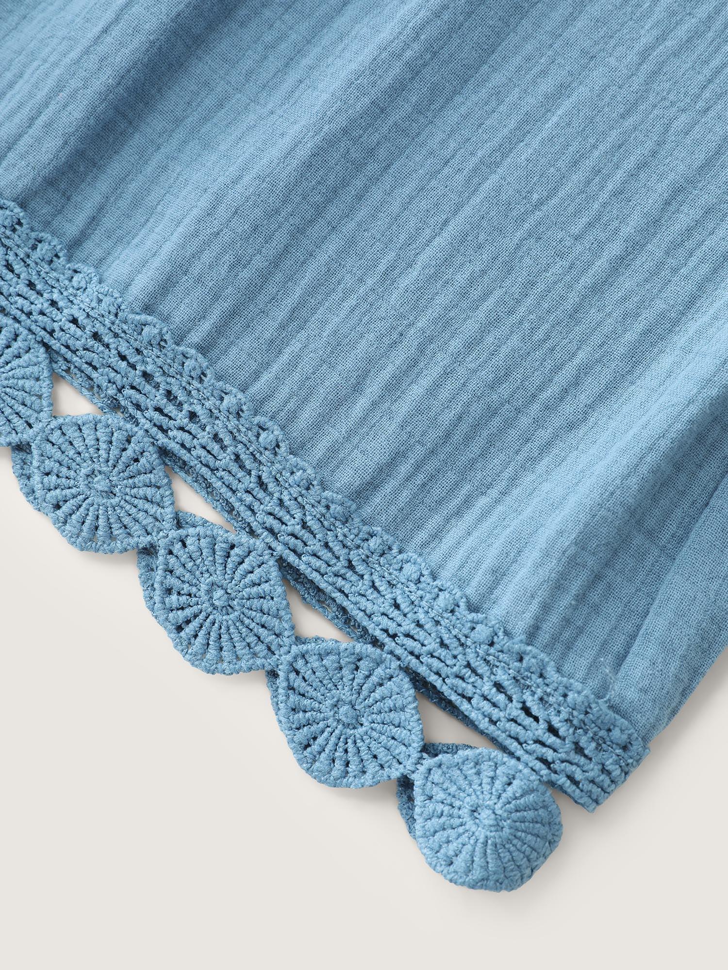 Pure Cotton Textured Lace Trim Shorts Female Product Image