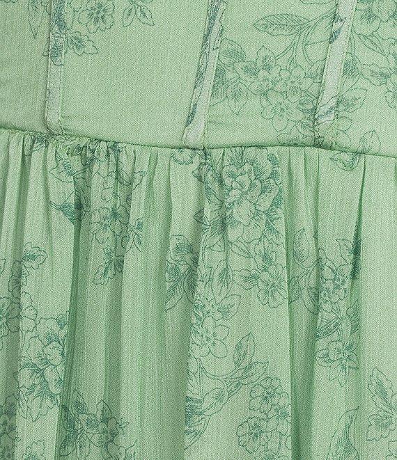 B. Darlin Floral Print Sweetheart Neck Ruffle Sleeve Corset Layered Midi Dress Product Image