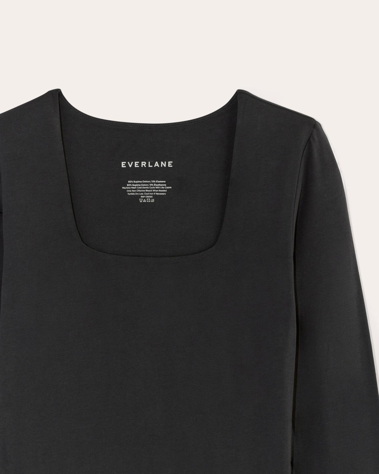 Womens Long-Sleeve Supima Square-Neck Bodysuit by Everlane Product Image