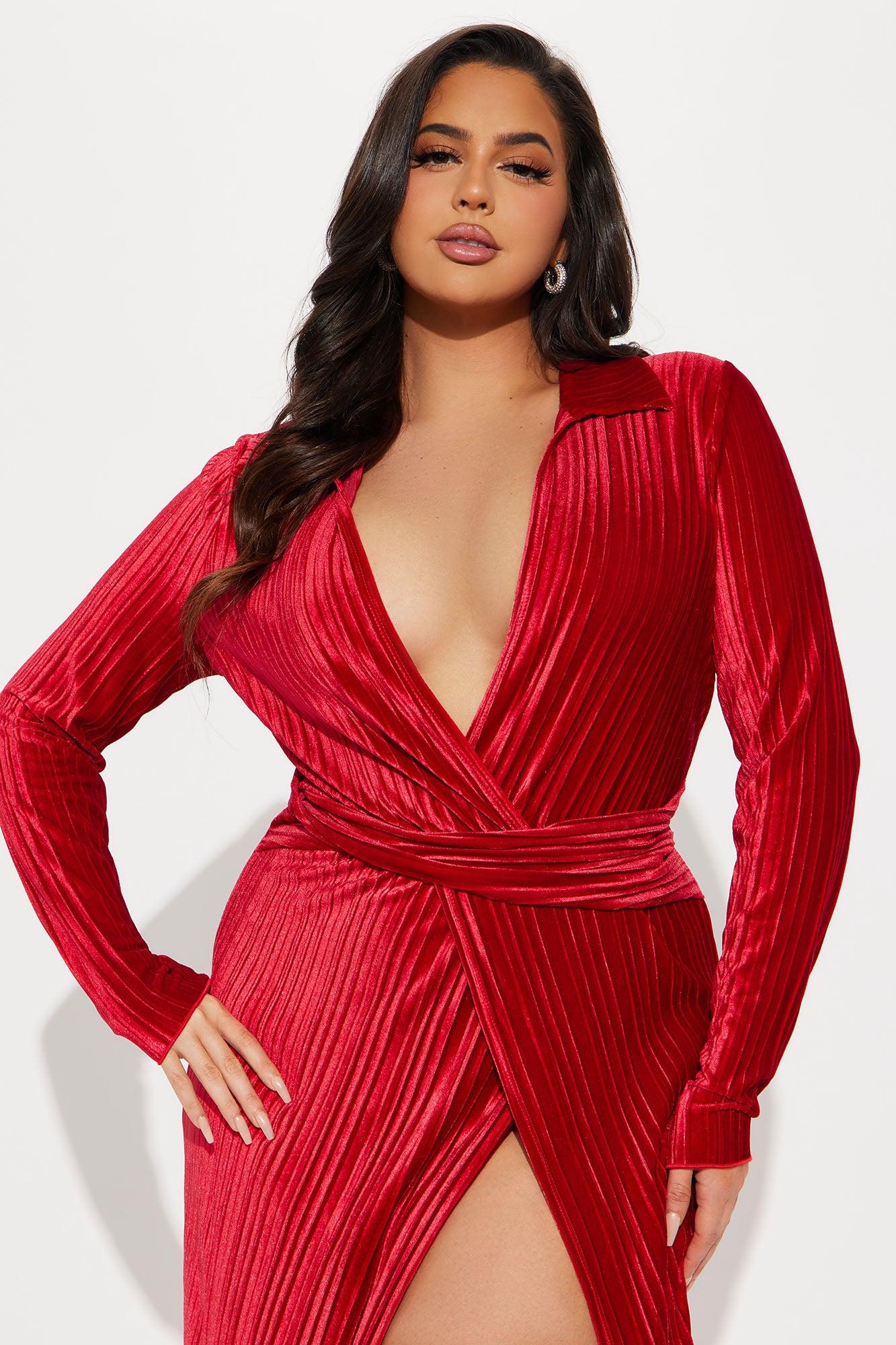 Monica Velvet Maxi Dress - Red Product Image