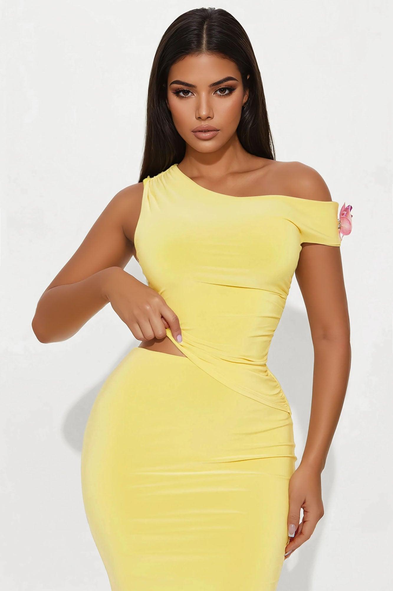 Sunset Nights Midi Skirt Set - Yellow Product Image