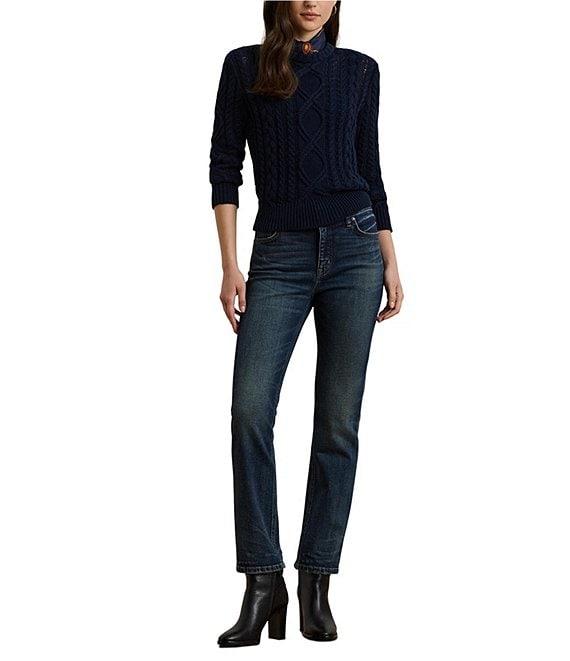 Lauren Ralph Lauren High Rise Straight Leg Ankle Jeans Product Image