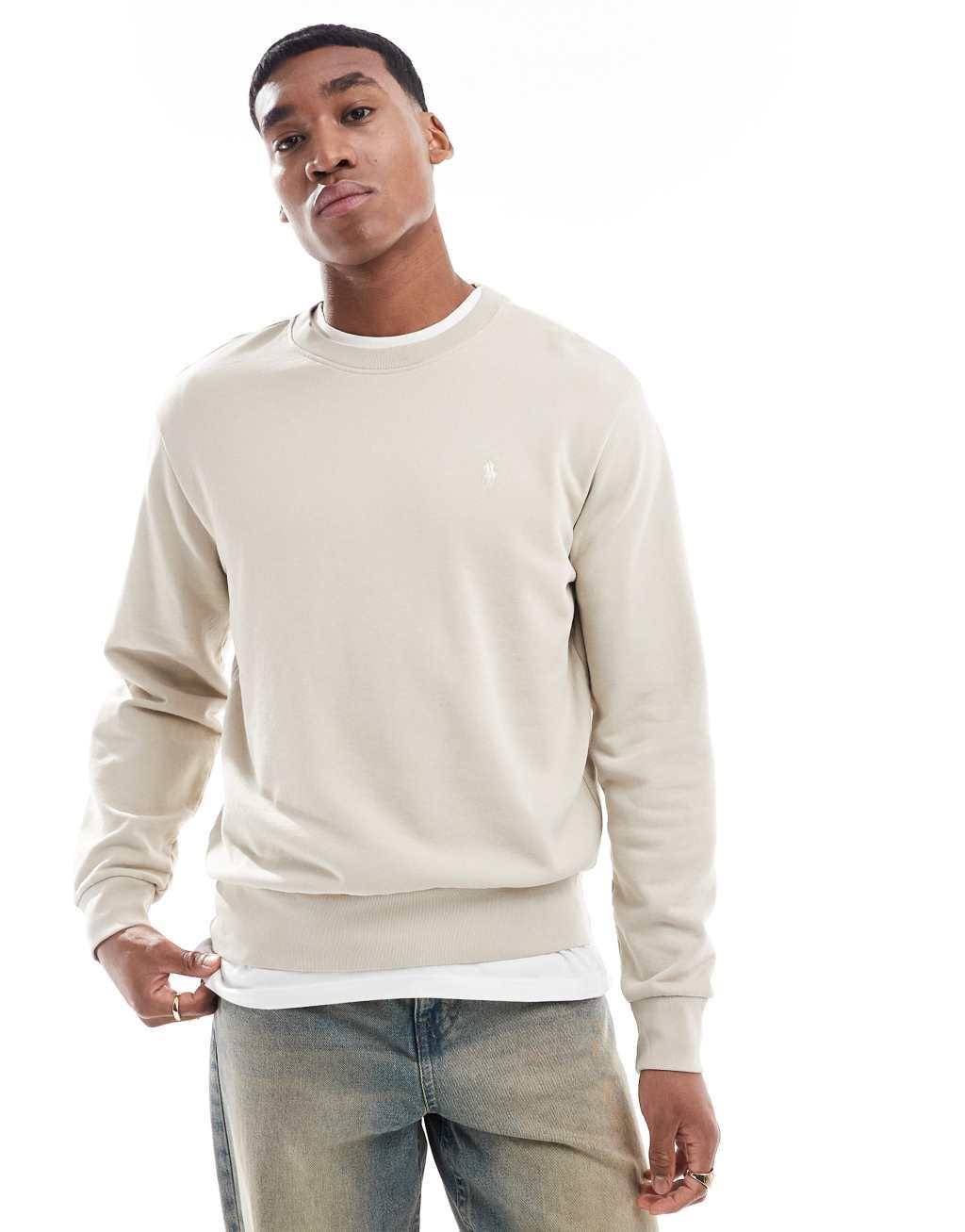 Polo Ralph Lauren icon logo loopback terry sweatshirt in stone Product Image
