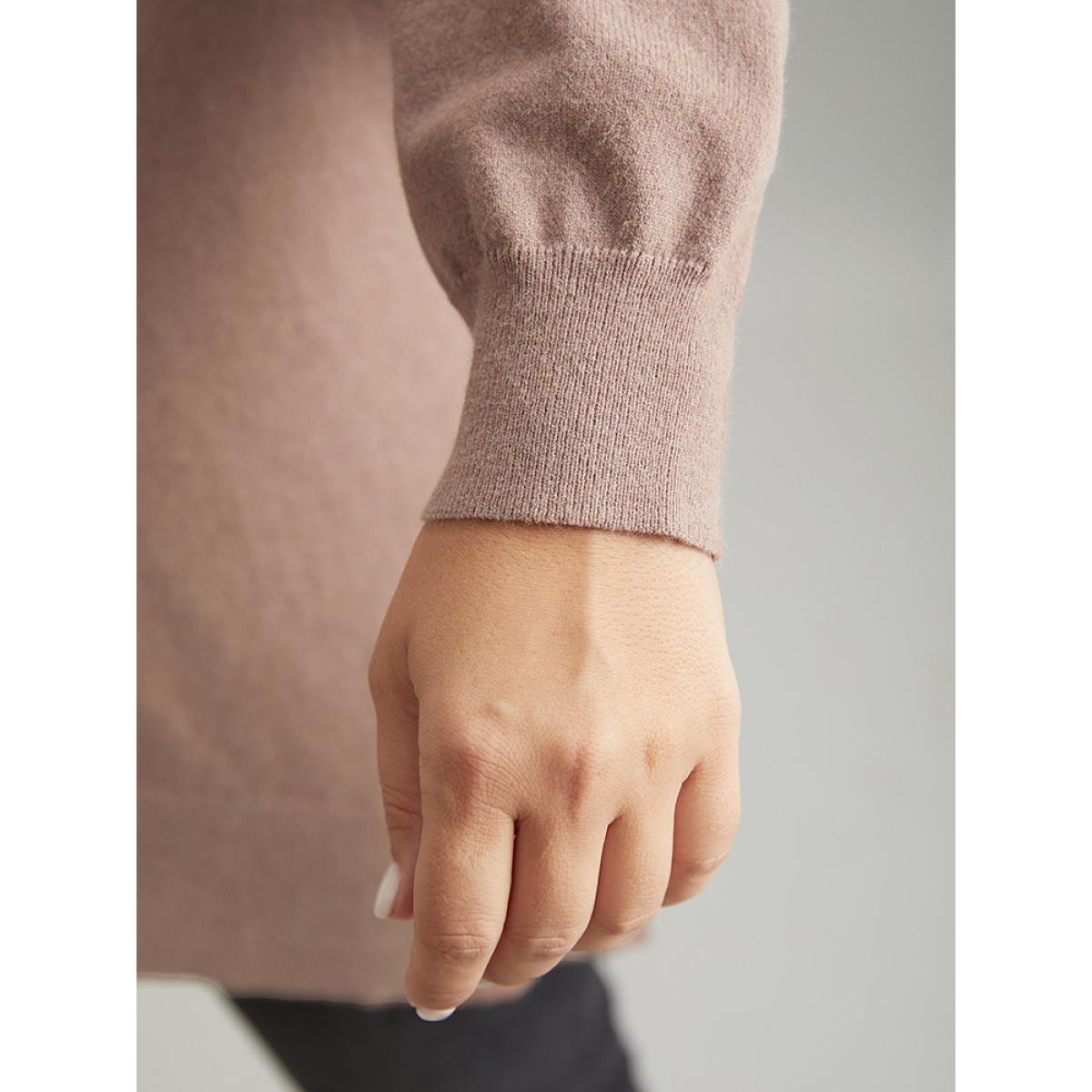 Plus Size Supersoft Essentials Anti-Pilling Off Shoulder Pullover Tan Women Casual Bodycon Long Sleeve One-shoulder neck Dailywear Pullovers BloomChic 30/6X Product Image