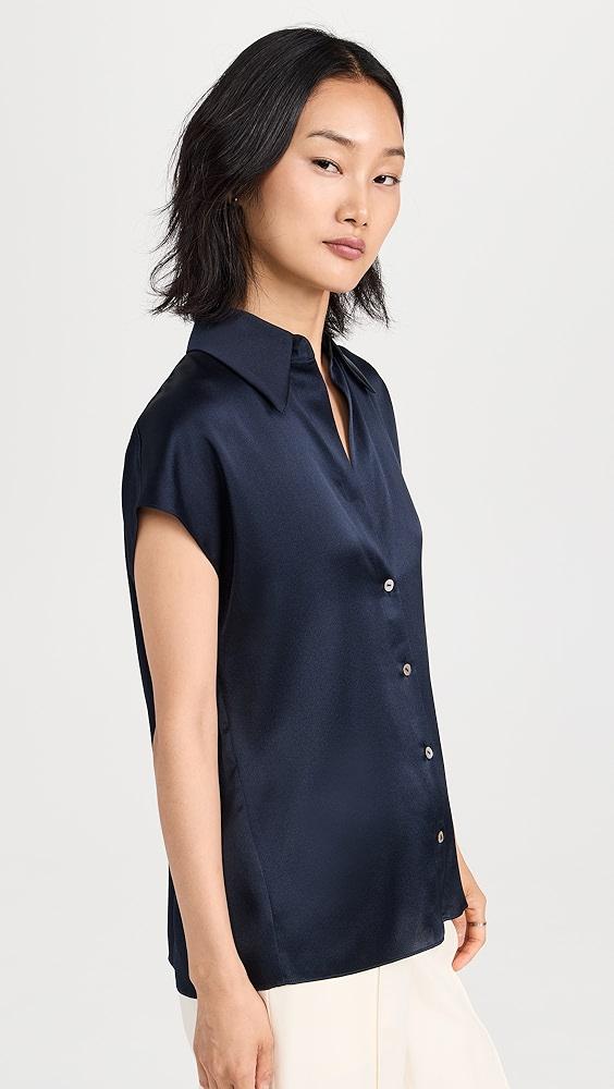 Vince Cap Sleeve Ruched Back Blouse | Shopbop Product Image