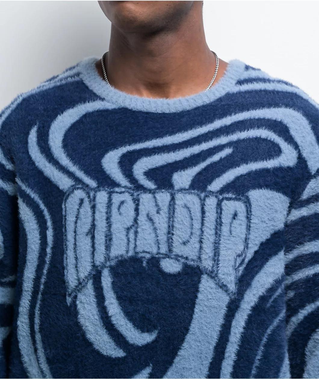 RIPNDIP Psychedelic Fuzzy Navy Sweater Product Image