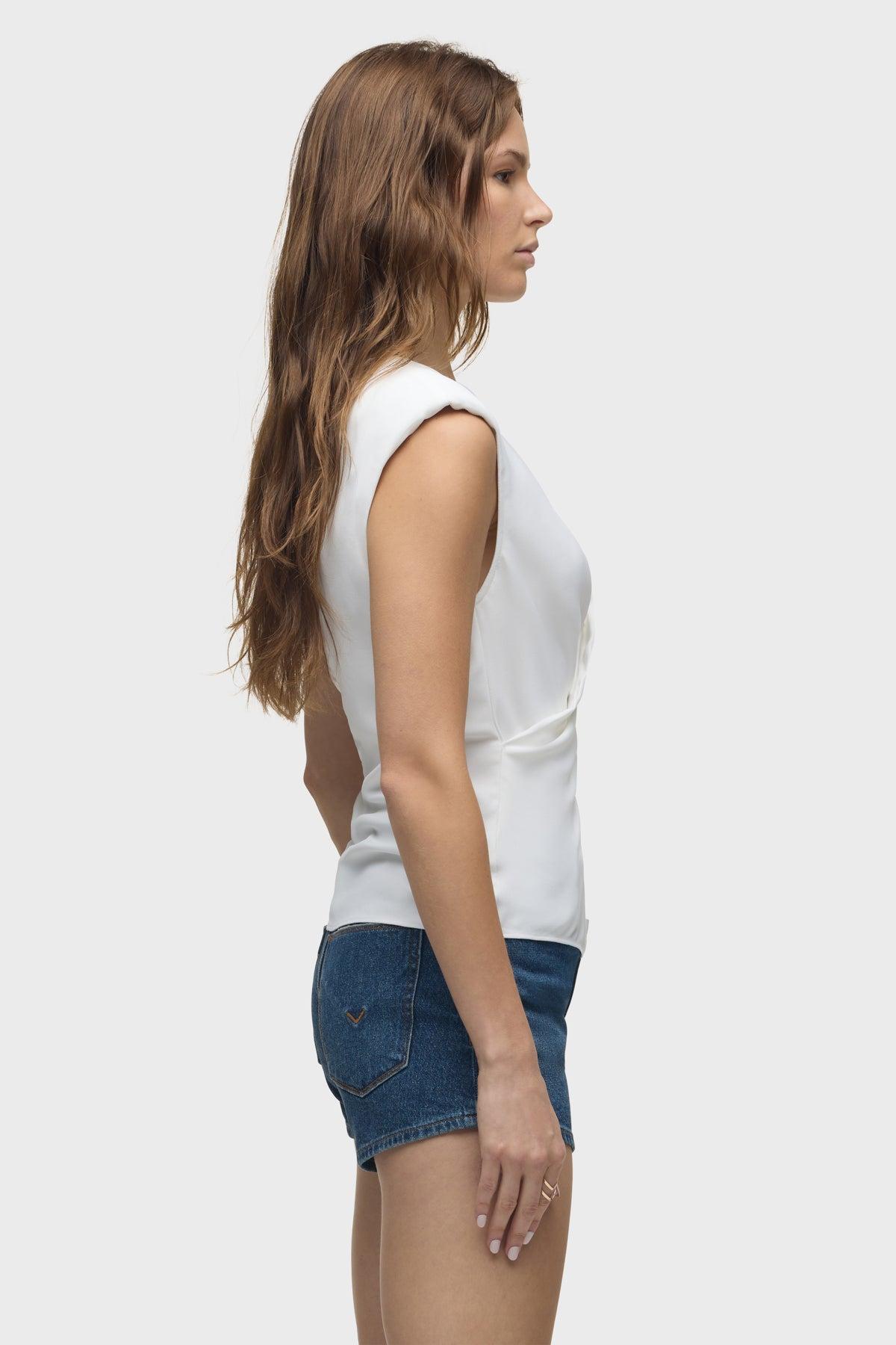 Shoulder Padded Wrap Sleeveless Tee Female Product Image