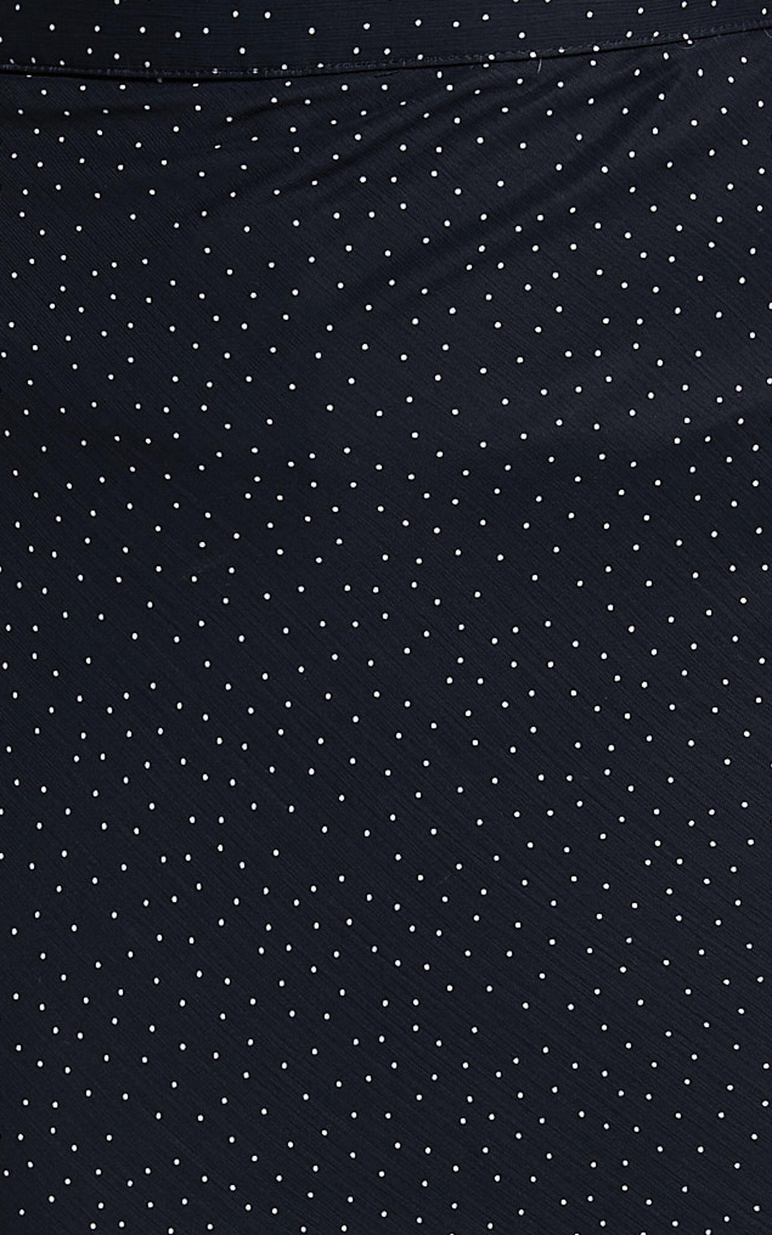 Artemisia Maxi Skirt - Frill Detail Sheer High Low Skirt in Black Polka Product Image