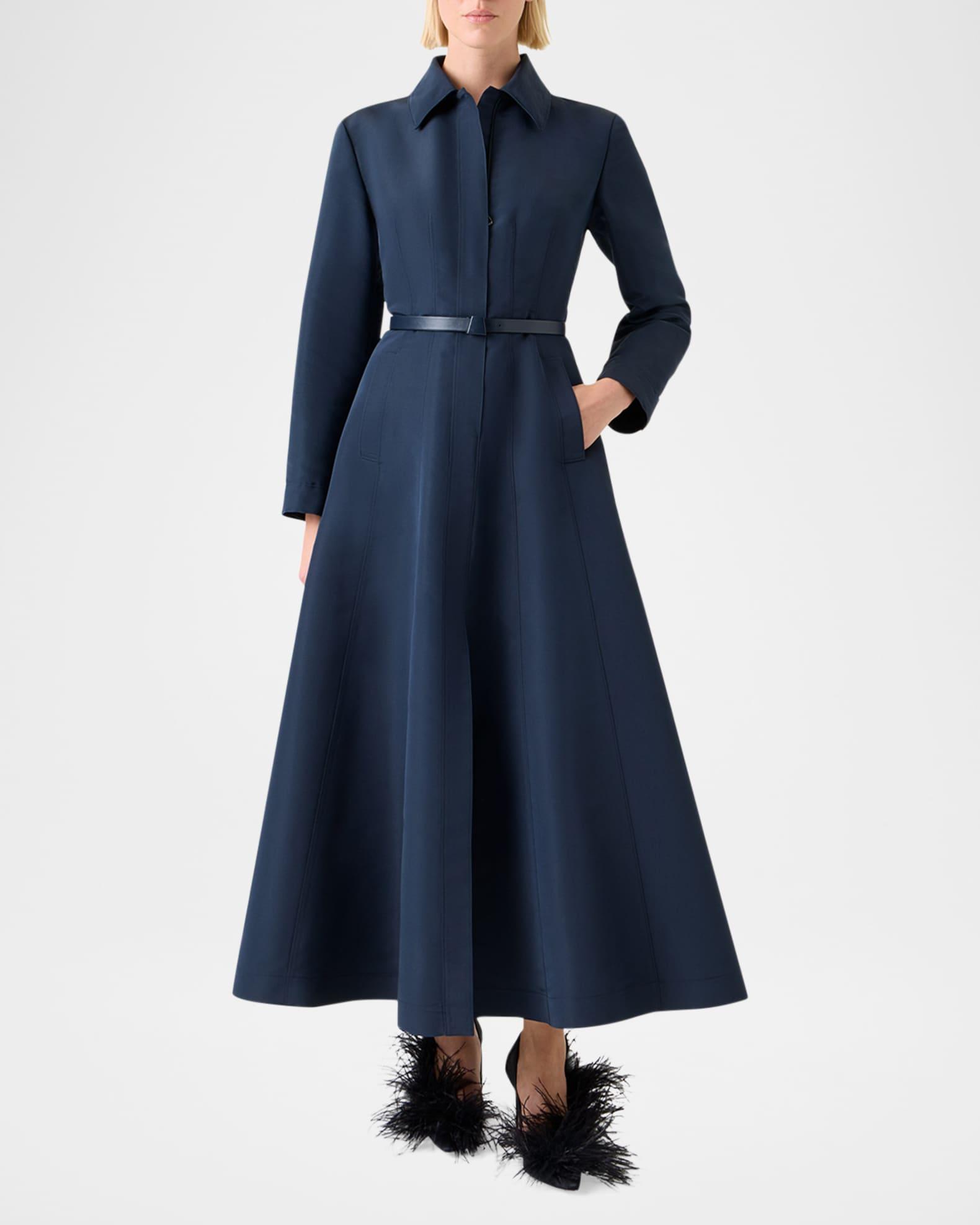 Ottoman Silk Belted A-Line Midi Shirtdress Product Image