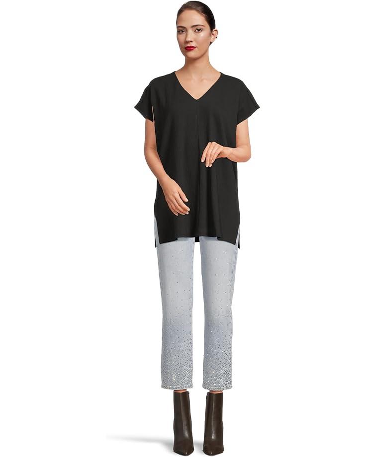 Lightweight Ponte Split Neck Shift Dress Product Image