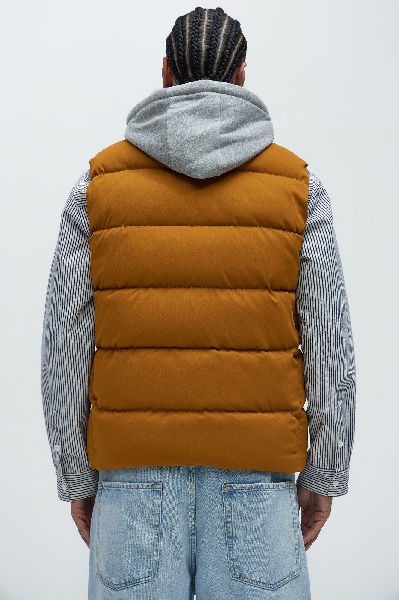 Heartbreak Puffer Vest With Hood - Mustard Male Product Image