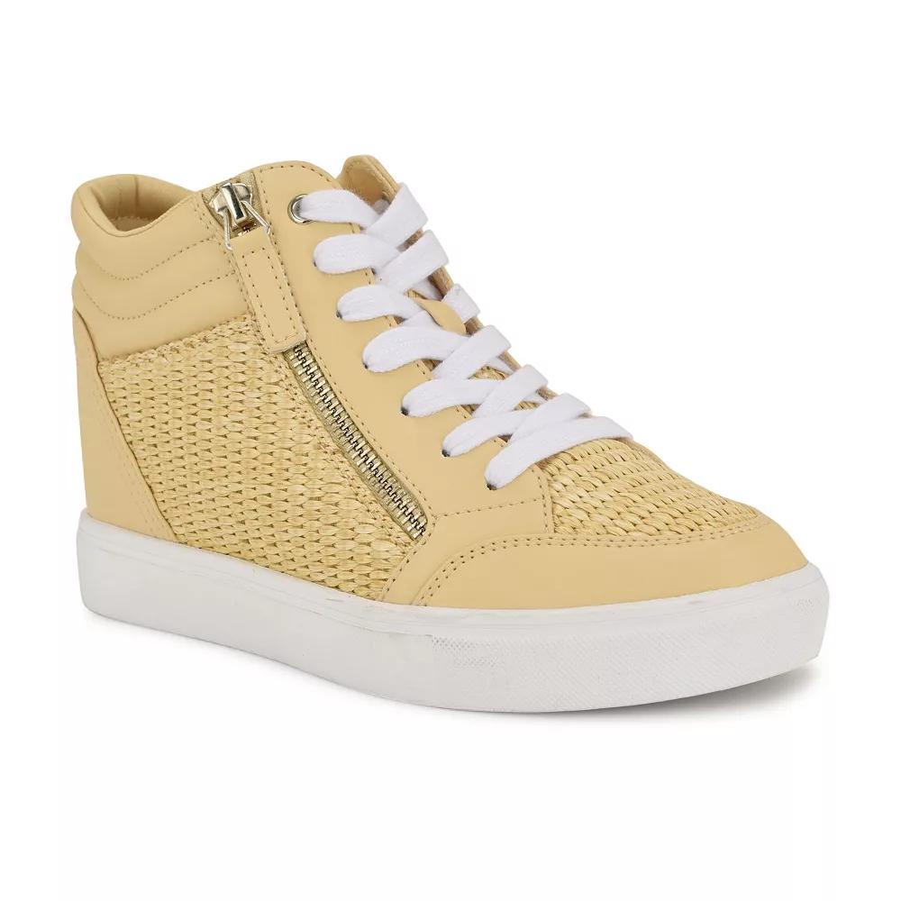 Nine West Tons Women's High Top Wedge Sneakers, Size: 8.5, Light Natural Woven Product Image