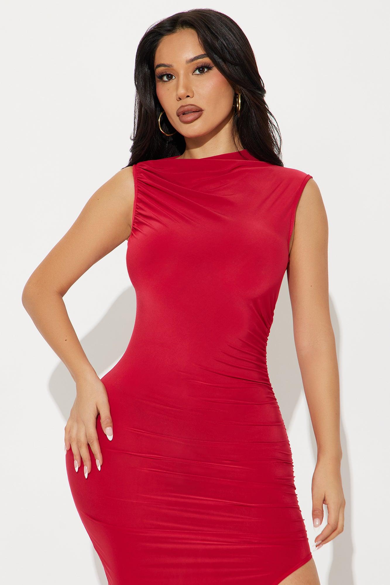 Nellie Ruched Maxi Dress - Red Product Image