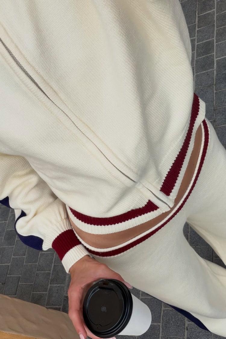 Liberty Cream Knit Jacquard Zip Sweater Product Image