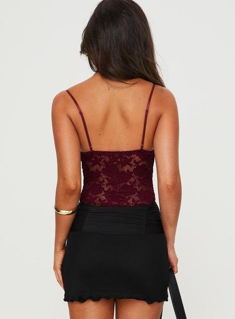 Pennard Lace Bodysuit Wine Product Image