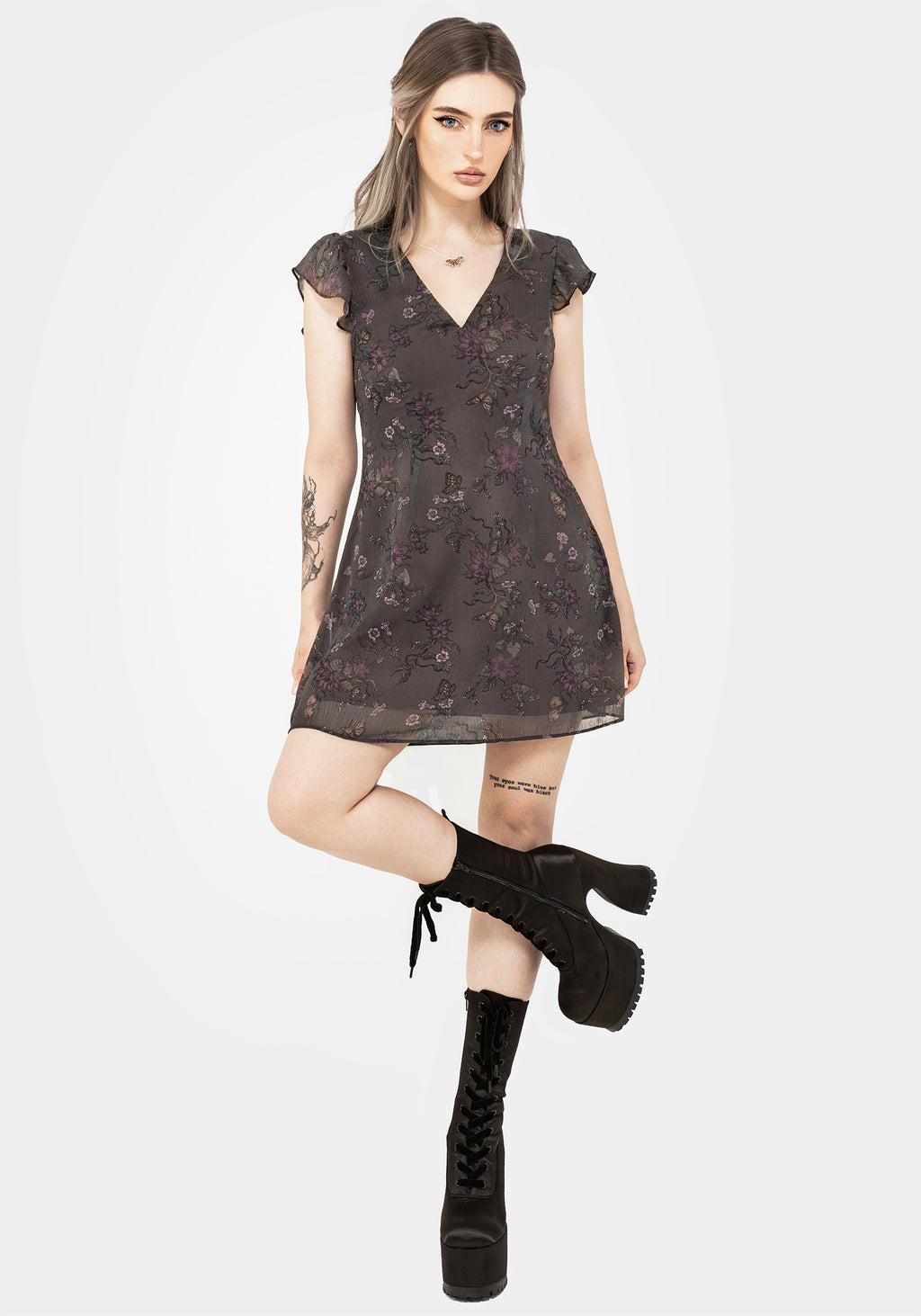 Arnora Chiffon Ruffle Detail Mini Dress Product Image