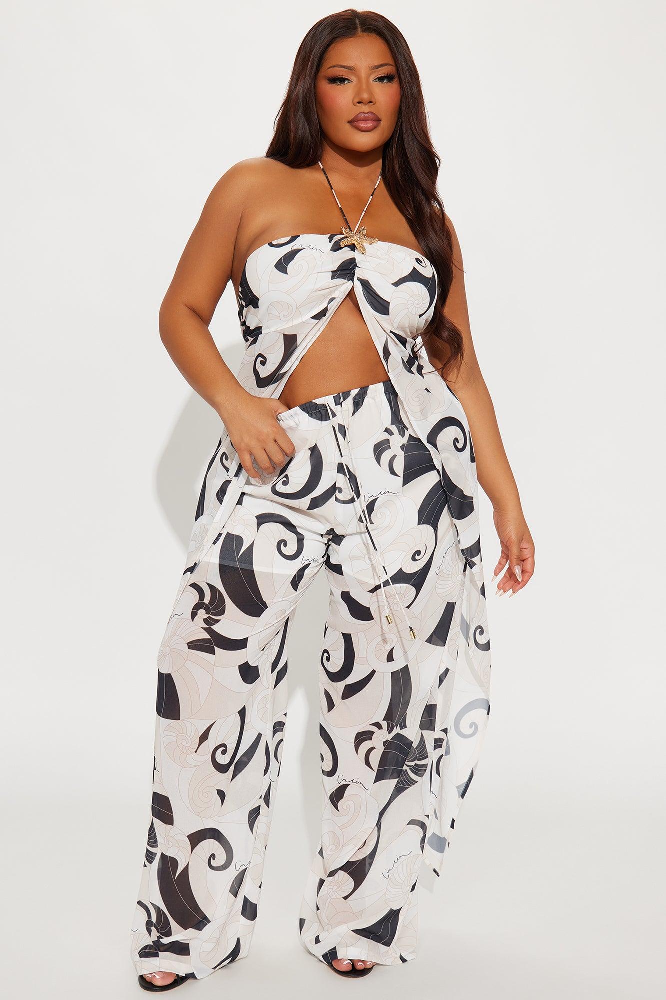 Costal Elegance Pant Set - Cream/combo Product Image