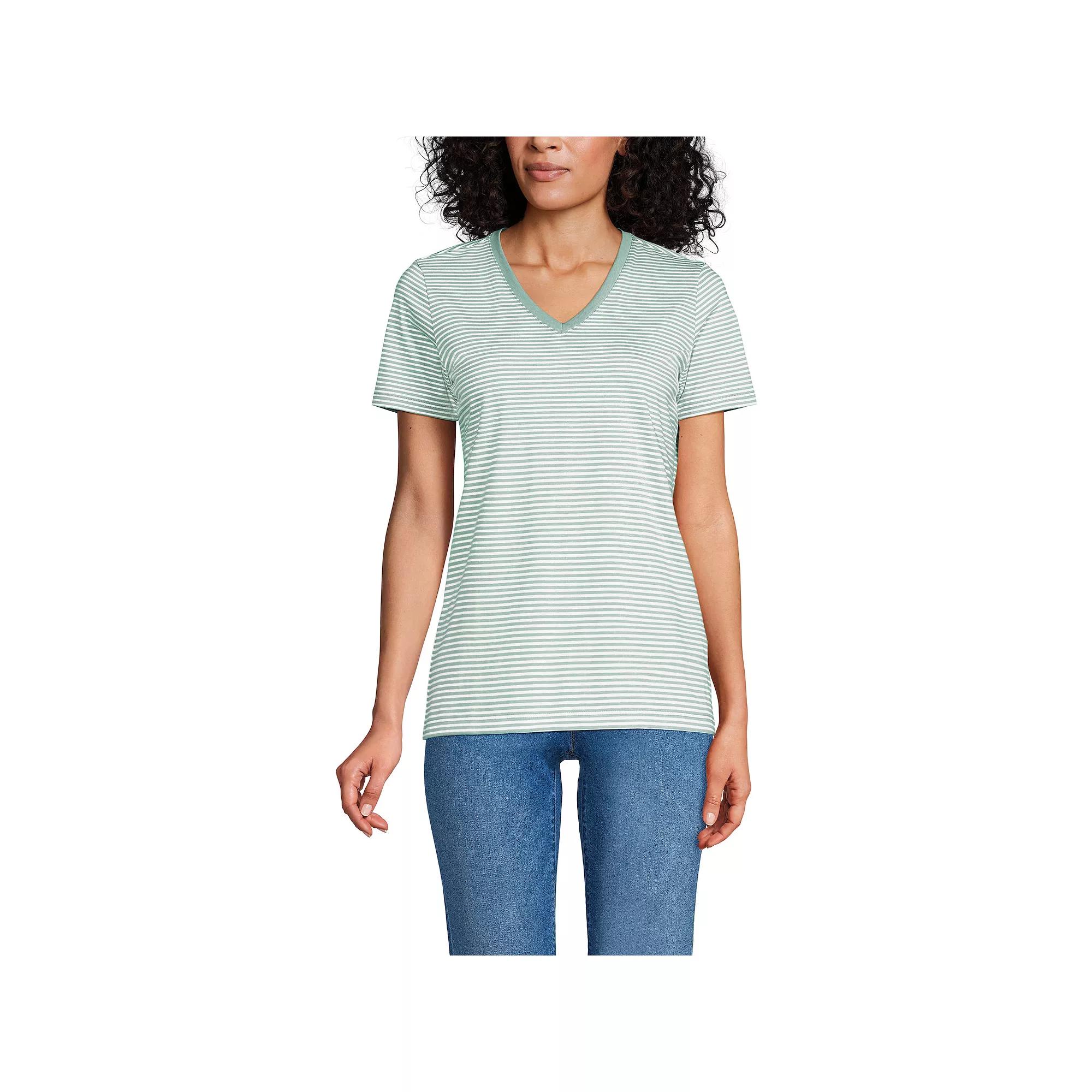 Petite Lands' End Relaxed-Fit Supima Cotton V-Neck Tee, Women's,  Product Image