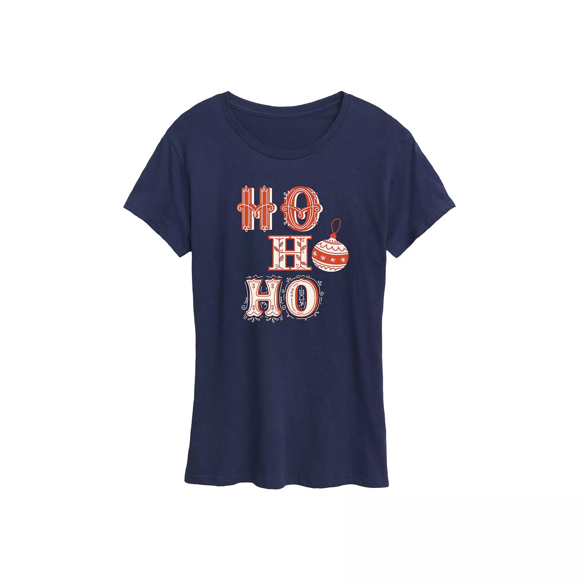 Women's "Ho Ho Ho" Vintage Christmas Graphic Tee, Girl's,  Product Image