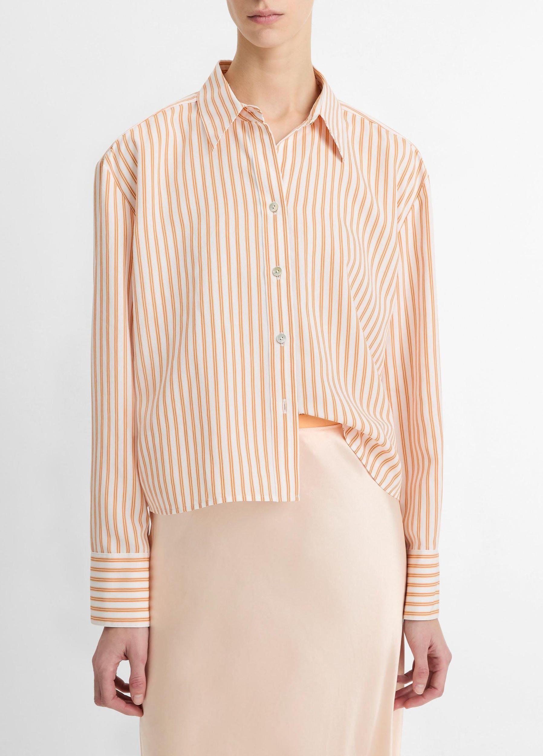 Till Stripe Cropped Button-Front Shirt Product Image